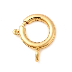 Настоящее золото 18K Латунная застежка пружинного кольца, стойки покрытие, без никеля , реальный 18 k позолоченный, 16x13.5x2 мм, отверстие : 2 мм
