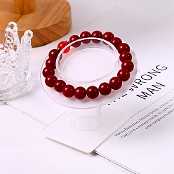 Белый Акриловые подставки для одиночных браслетов, плоско-круглые, белые, лоток : 50 мм, 7.95x7.75x7.45 см