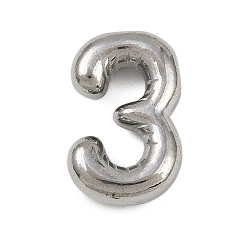 Number 304 подвески из нержавеющей стали, фигурные подвески, цвет нержавеющей стали, число 3, 20x13x5.5 мм, отверстие : 3x2 мм