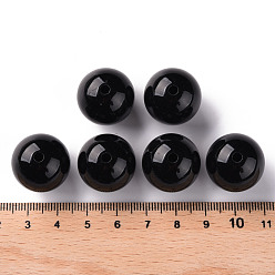 Black Opaque Acrylic Beads, Round, Black, 20x19mm, Hole: 3mm, about 111pcs/500g