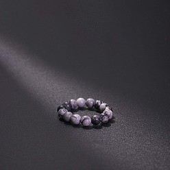 Полосатый Агат Эластичные кольца из натурального полосчатого агата, круглые, бусины : 4 мм, внутренний диаметр: регулируемый