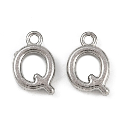 Letter Q 304 прелести нержавеющей стали, полированный, цвет нержавеющей стали, Буква Q, 10x6.5x2 мм, отверстие : 1.2 мм