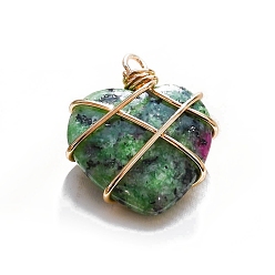 Рубин В Цоизита Натуральный рубин в цоизита подвесками, сердце прелести, 20 мм