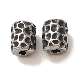 Stainless Steel Color 304 Stainless Steel Beads, Hammered Column, Stainless Steel Color, 8x6.5mm, Hole: 2mm