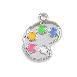 Платина Подвески из эмали и сплава, палитра, платина, 18x14x2 мм, отверстие : 1.6 мм