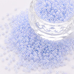 Light Steel Blue 12/0 Imitation Jade Glass Seed Beads, Opaque Colours Rainbow, Round, Light Steel Blue, 2x1.5mm, Hole: 1mm, about 40000pcs/Pound
