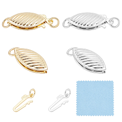 Платиновый & Золотой 10 шт. 2 цвета латунные застежки для коробок, лошадиный глаз , с целью перехода в кольце, платиной и золотом, 18.5~21x7.5~8x5 мм, отверстие : 1~1.2 мм, 5 шт / цвет