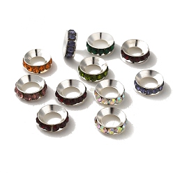 (52) Непрозрачная лаванда Латунные бусины разделители для поставки стразов, класс А, рондель, серебряный цвет гальваническим, разноцветные, 12x5 мм