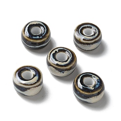 Разноцветный Фарфоровые бусины ручной работы, плоско-круглые, красочный, 9.5~10x6 мм, отверстие : 3 мм