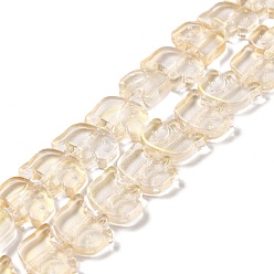 Light Goldenrod Yellow Transparent Glass Beads Strands, Elephant, Light Goldenrod Yellow, 10x12x3mm, Hole: 1mm, about 45~48pcs/strand, 14~14.5 inch(36~37cm)