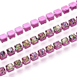 Светлый Танзанит Железо горный хрусталь чашка цепи, с катушкой, фиолетовые, 2x2x2 мм, Около 10 ярдов / рулон