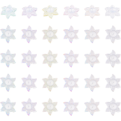 (52) Непрозрачная лаванда 30шт. 6цветные акриловые ушки для сережек, с силиконовым, цветок, разноцветные, 11.5x13x4 мм, отверстие : 0.5 мм, 5 шт / цвет