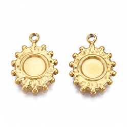 Настоящее золото 14K Ионное покрытие (ip) 304 настройки эмали подвески из нержавеющей стали, овальные, реальный 14 k позолоченный, 15x10.5x1.5 мм, отверстие : 1.4 мм