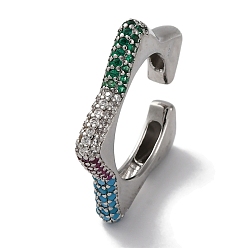 Разноцветный Кольца-манжеты для женщин с открытыми кольцами из латуни и кубическим цирконием в виде звезды, без свинца и без кадмия, долговечный, платина, красочный, 3.5 мм