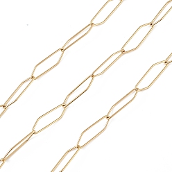 Golden 304 Stainless Steel Rhombus Link Chain, Unwelded, with Spool, Golden, 22.5x6.5x1mm, about 32.81 Feet(10m)/Roll