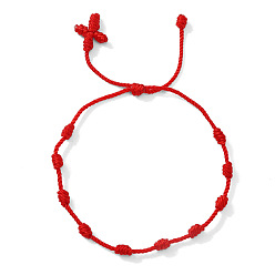 Красный Богемные плетеные нейлоновые браслеты с узлами, регулируемые браслеты для женщин мужчин, красные, регулируемый