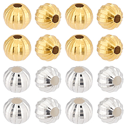 Золотой & Серебряный 20 шт. 2 цвета, фантазийная огранка, граненые, круглые 925 бусины из стерлингового серебра, золотой и серебряный, 4x3.5 мм, отверстие : 1.2~1.5 мм, 10 шт / цвет