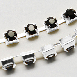 Реактивный Самолет Цепочки из стразов, латунь , Цепочки со стразами в форме чашки , 1440 шт стразов  / пачка, класс А, серебряный цвет гальваническим, струя, 3.5 мм, около 29.52 футов (9 м) / пучок