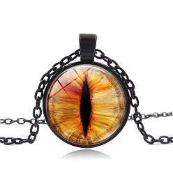 Золотистый Ожерелья-цепочки из сплава, стеклянные ожерелья с подвесками в виде драконьего глаза для свитера, чёрные, золотые, 16-7/8 дюйм (43 см)