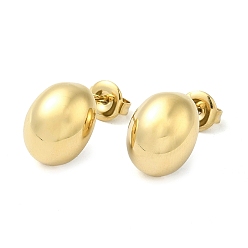 Настоящее золото 14K Ионное покрытие (ip) 304 овальные серьги-гвоздики из нержавеющей стали, реальный 14 k позолоченный, 13x10 мм