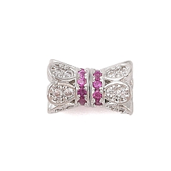 Платина Покрытие стойки латунь микро паве прозрачный кубический цирконий винтовые застежки, долговечный, без свинца и без кадмия, цветок, верблюжие, платина, 10.5x7 мм, отверстие : 1.8 мм