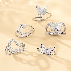 Нержавеющая Сталь Цвет Комплекты колец-манжет/палец из нержавеющей стали и полимерной глины со стразами, цвет нержавеющей стали, размер США 8 (18.1 мм)