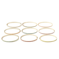 Mixed Color Brass Enamel Hinged Bangle for Women Men, Real 18K Gold Plated, Mixed Color, Inner Diameter: 2-3/8 inch(6.1cm)