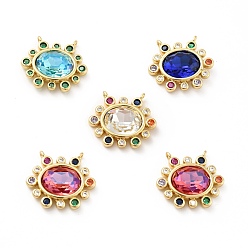 (52) Непрозрачная лаванда Латуни циркония кубической подвески, овальный шарм, граненые, без кадмия, без никеля и без свинца, реальный 18 k позолоченный, разноцветные, 16.5x18x4.5 мм, отверстие : 1 мм