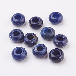 Sodalite Natural Sodalite European Beads, Large Hole Beads, Rondelle, 14x7~8mm, Hole: 6mm