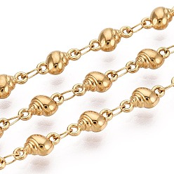 Настоящее золото 18K 5м 304 цепи из нержавеющей стали с звеньями типа «ракушка», пайки, с катушкой, ионное покрытие (ip), реальный 18 k позолоченный, 8.5x4.5x3 мм