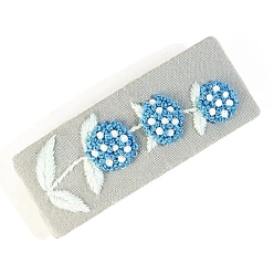 Deep Sky Blue DIY Embroidery Flower Pattern Hair Clips Kits, Including Embroidery Cloth & Thread, Needle, Embroidery Hoop, Instruction Sheet, Deep Sky Blue, 65x25mm
