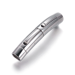 Stainless Steel Color Tarnish Resistant 304 Stainless Steel Bayonet Clasps, Tube, Stainless Steel Color, 46x8mm, Hole: 6mm