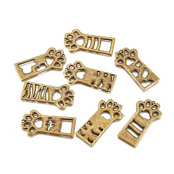 Античная Бронза Подвесные подвески из сплава, для diy уф смолы, изготовление ювелирных изделий из эпоксидной смолы, кошачья лапа, без кадмия и без свинца, античная бронза, 45x24x2 мм, отверстия: 1.5 мм, около 8 шт / мешок