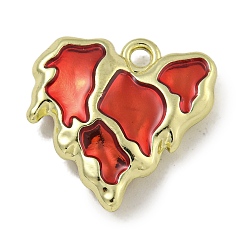 Красный Подвески из эмали и сплава, без кадмия, без никеля и без свинца, шарма сердца, золотые, красные, 16.5x16.5x4 мм, отверстие : 1.6 мм