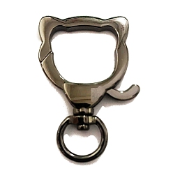 Bronze Fermoirs pivotants en alliage en forme de chat, gris anthracite, 53x33mm, Trou: 13mm