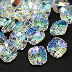 Clear Taiwan Acrylic Rhinestone Buttons, Faceted, 1-Hole, Square, Clear, 13x13x7mm, Hole: 1mm