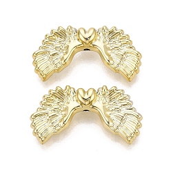 Plateado en Oro Granos de acrílico de recubrimiento uv, ala de ángel y corazón, oro chapado, 21.5x39.5x10 mm, agujero: 2 mm