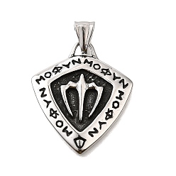 Античное Серебро 304 подвески из нержавеющей стали, щит с тремя вилками, античное серебро, 36.5x31.5x3 мм, отверстие : 9x4.5 мм