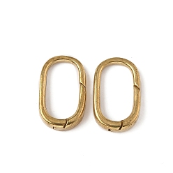 Golden Brass Spring Gate Rings, Oval, Golden, 19x12x3.5mm