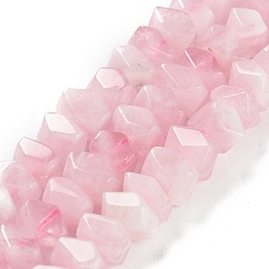 Розовый Кварц Натуральный мадагаскар розовый кварц бисер пряди, самородки, граненые, 6~8x10.5~14x8~9.5 мм, отверстие : 1.2 мм, около 57~61 шт / нитка, 15.16''~15.39'' (38.5~39.1 см)