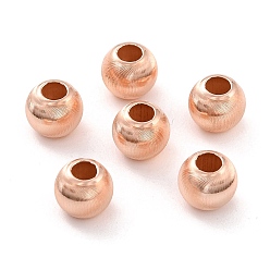 Rose Gold 925 Sterling Silver Beads, Cat Eye Beads, Round, Corrugated Style Beads, Rose Gold, 7mm, Hole: 3mm, 43pcs/10g