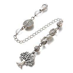 Хрусталь Сплав дерева биолокационные маятники, с латунной фурнитурой с покрытием реечного типа и бусинами из синтетического кварцевого кристалла, 187 мм