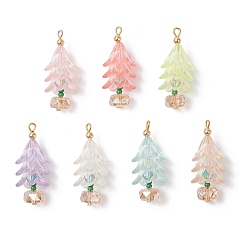 (52) Непрозрачная лаванда 7шт 7 цвета подвески из гальванического стекла, рождественская елка, с железной петлей и акрилом, разноцветные, 39.5x16x16 мм, отверстие : 2.5x2 мм, 1 шт / цвет