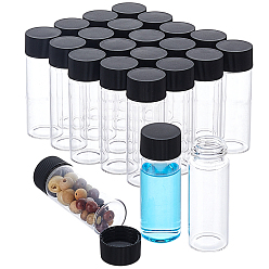 Black Clear Glass Screw Top Bead Storage Tubes, Bead Containers with Plastic Cap, Column, Black, 2.7x7.8cm, Inner Diameter: 1.7cm, Capacity: 30ml(1.01fl. oz)