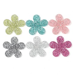Mixed Color Acrylic Plastic Cabochons, Flower, Mixed Color, 38x39.5x2.5mm, Hole: 2.5mm