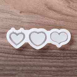 White Shaker Molds, DIY Heart Quicksand Silicone Molds, Resin Casting Molds, for UV Resin, Epoxy Resin Craft Making, White, 45x140x12mm, Inner Diameter: 28~34x37~40mm