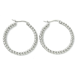 Stainless Steel Color 304 Stainless Steel Hoop Earrings for Women, Ring, Stainless Steel Color, 31x30x3mm