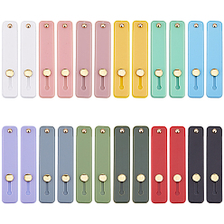 Mixed Color 24Pcs 12 Colors Rectangle Silicone Phone Strap Grip Holder Finger, Telescopic Phone Finger Strap Stand, Universal Finger Kickstand, Golden, Mixed Color, 100x20x7mm, 2pcs/color