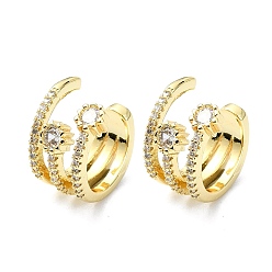 Настоящее золото 18K Серьги-каффы из латуни с микропаве и кубическим цирконием, без кадмия и без свинца, долговечный, реальный 18 k позолоченный, 15x10x15 мм