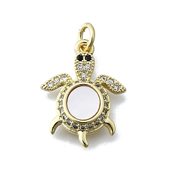 Tortoise Латунные микропаве прозрачные подвески с фианитом, без кадмия и без свинца, с оболочкой, реальный 16 k позолоченный, Морская черепаха, 18.5x14x3 мм